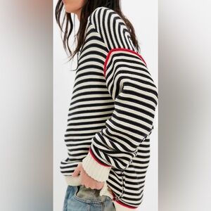 Free People-We The Free Asher Pullover Striped 100% Cotton Sweater-M-Oversized